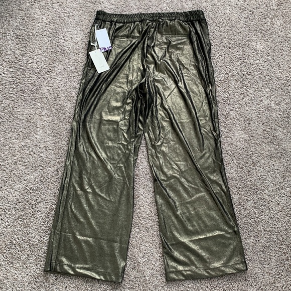 Joie Wide Leg Glitter Gold Sparkle Pant Trousers Elastic Waist - Picture 8 of 13